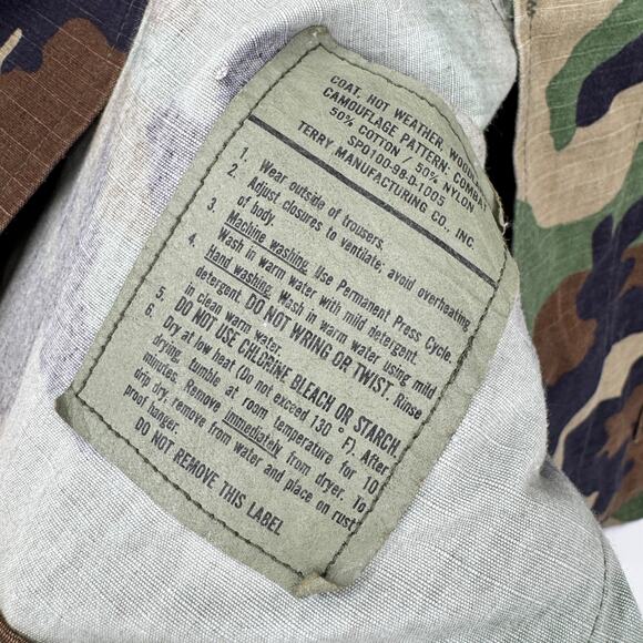 JROTC Coat Mens Large Extra Long Hot Weather Woodlands Camo Combat Button Up - Picture 5 of 8